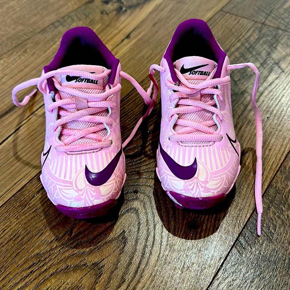 Nike cleats- pink and purple swoosh. Little girls/toddler size 11.